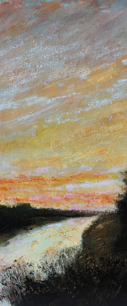 'Twilight River' Sunset Landscape Oil Painting by Simon Jones