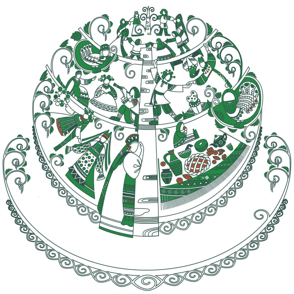 Spirits Day, Illustration, ethno motifs by Yulia Belasla