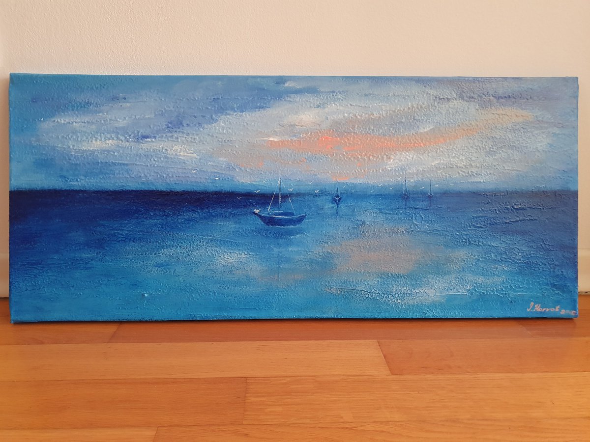 Impressionistic Landscape Acrylic Painting By Silvija Horvat, 28 X 12", Summer Dream, Original Artwork