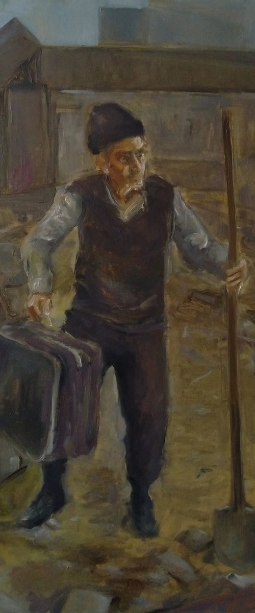 Arcakh today 50x60cm ,oil/canvas, impressionistic figure by Kamsar Ohanyan