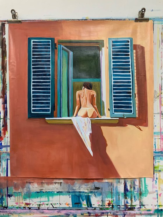 Nude at the window / 77 x 70 x 3 cm