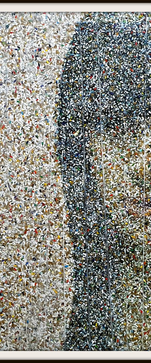 Mannequins - 06 - (n.512) - Acrylic painting on shredded paper on canvas by Alessio Mazzarulli