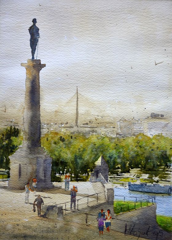 Victor statue and Ada bridge Belgrade small