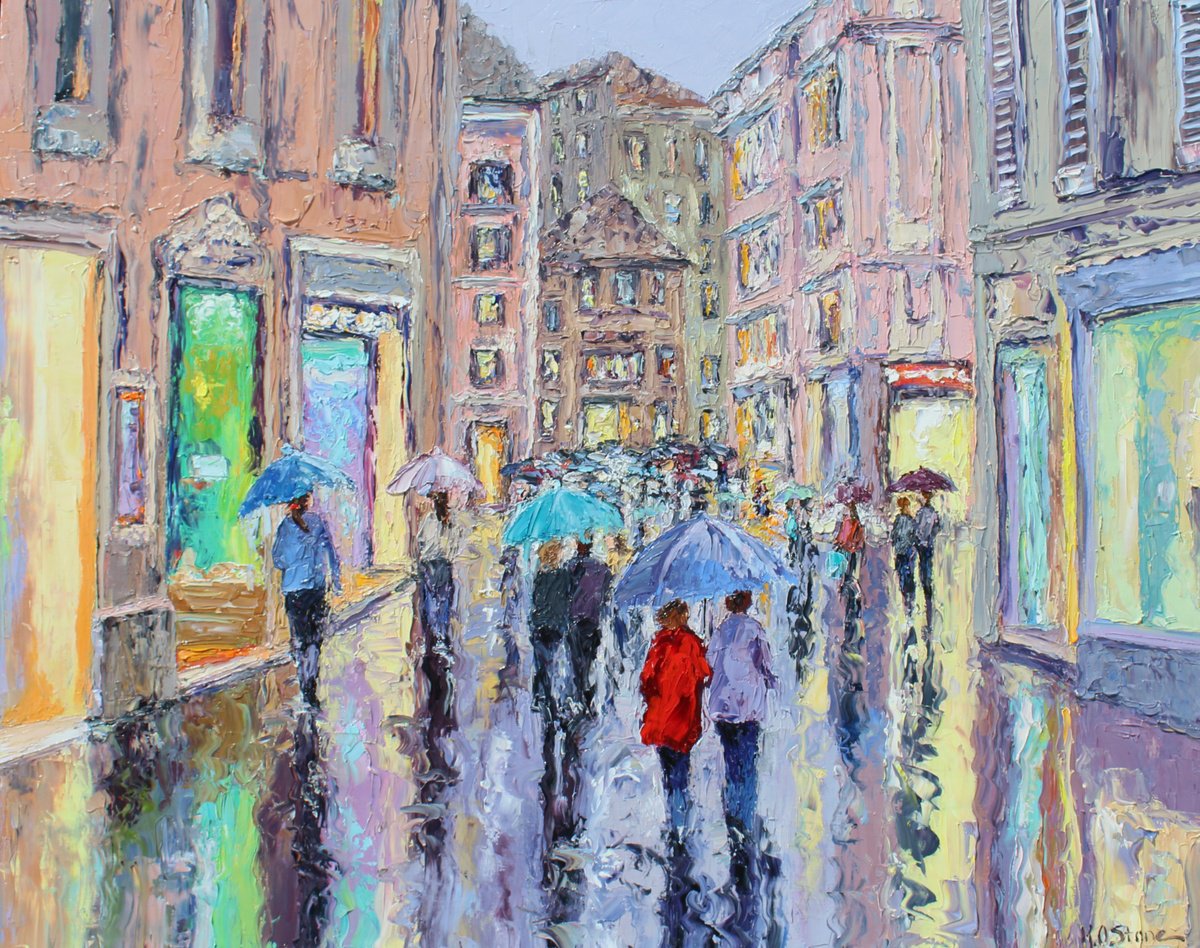 Via Del Corso In The Rain by Kristen Olson Stone