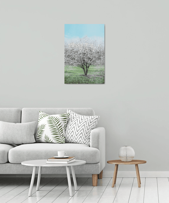 White Tree Blossom In Bright Light