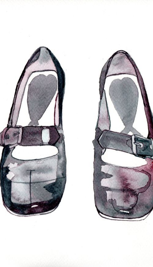 Shoe Sketch 4 -  Impressionist Illustration Still Life Portrait by Eleanore Ditchburn
