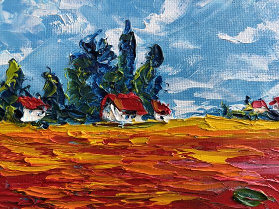 The  wild flowers and house