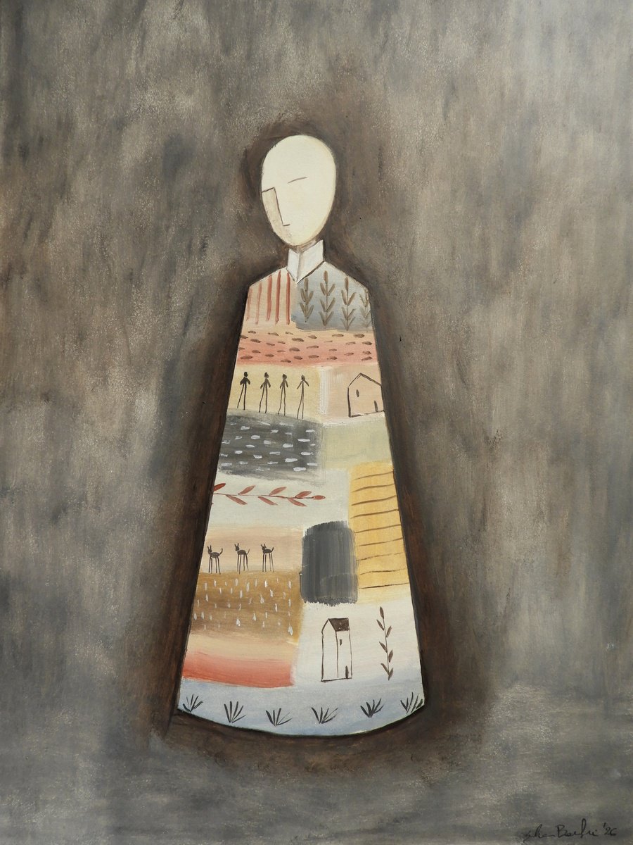 Illustrative Oil Painting , The Human Figure With A Long Dress By Silvia Beneforti, 12 X 17, Artwork For Sale On Artfinder
