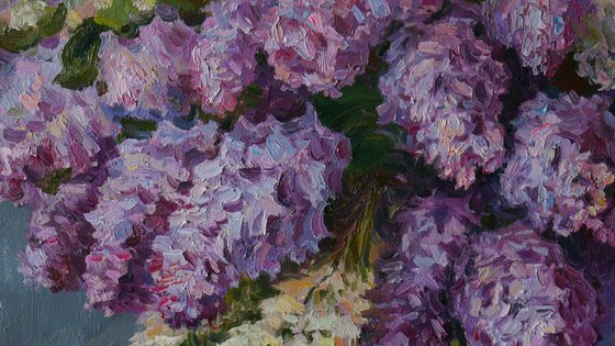 The Bouquet of Aromatic Lilacs - Lilacs painting