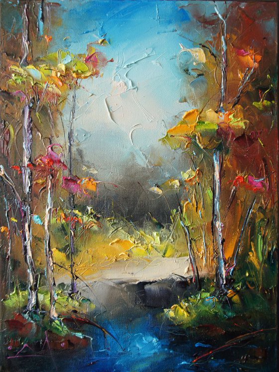 Spring landscpae, oil painting, free shipping