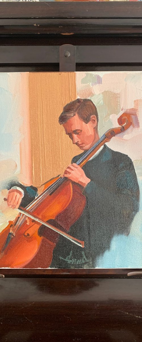 Young Cellist, Rostropovich by Dmitri Miletskii