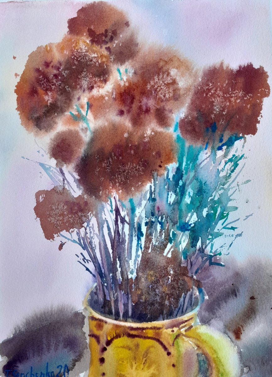 Impressionistic Watercolour , Wild Flowers In A Cup By Tanya Sun, 8 X 11, Artwork For Sale On Artfinder