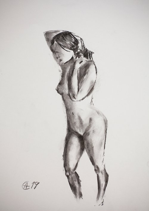 Nude in charcoal. 8. Black and white minimalistic female girl beauty body positive by Sasha Romm