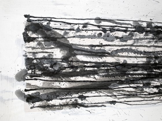 Abstract minimalist ink acrylic painting on paper