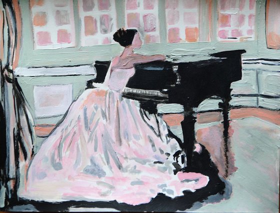Girl and piano II / 35 x 27 cm