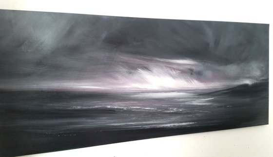 Seascape, Nature's Tempest  - Panoramic, Monochrome, XL, Seascape, Modern Art Office Decor Home (2016)