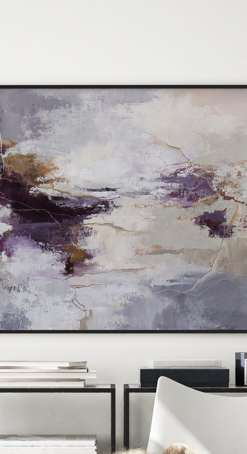 "Infinite 2" Purple gray abstract acrylic art by Yana Sagan