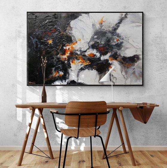 Rusted Charcoal 160cm x 100cm Textured Abstract Art