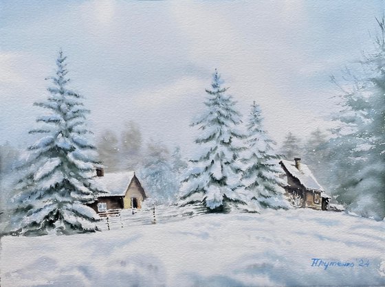In winter’s embrace, original watercolour