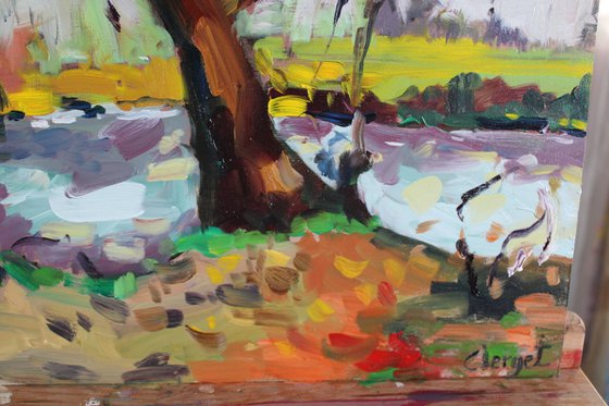 Impressionist nature landscape "This tree by the water"
