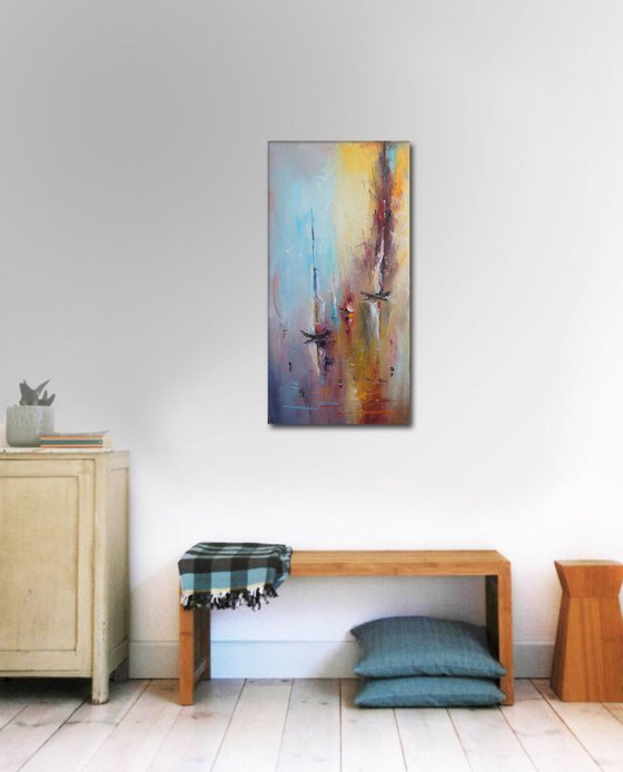 The fly sea, Modern Sailboats Oil Painting, Free Shipping