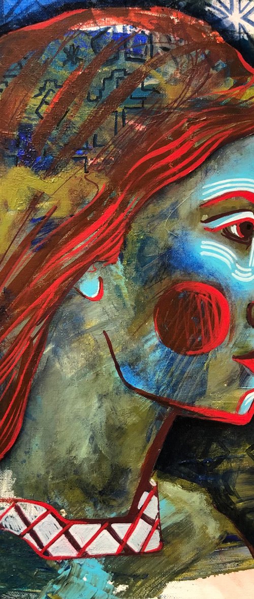 “PERSONAL BOUNDARIES 2” ABSTRACT FOLK Portrait  PAINTING by Yuliia Chaika
