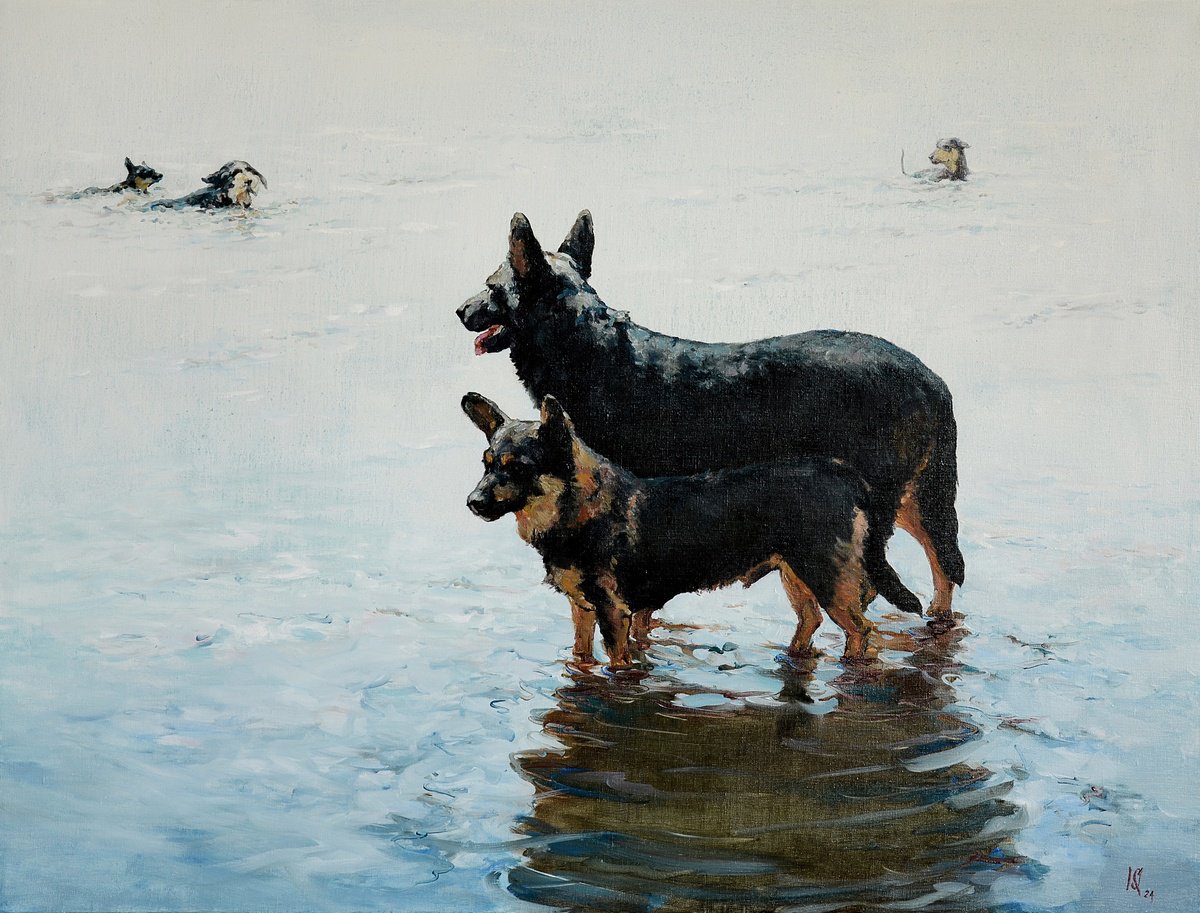 Urban And Pop Oil Painting , Dog Fate By Oleg Kateryniuk, 47 X 35, Artwork For Sale On Artfinder
