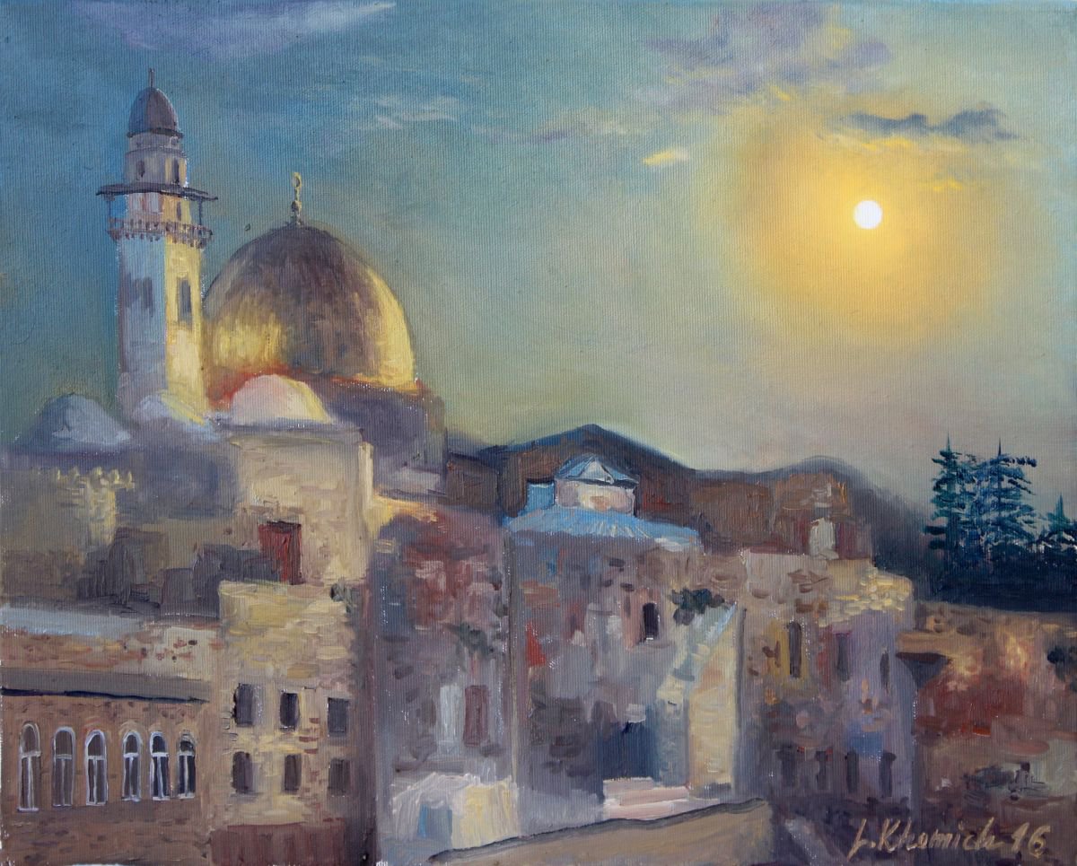 Original Jerusalem painting Western Wall art Impression Cityscape Painting 20 Holy Place... by Leo Khomich