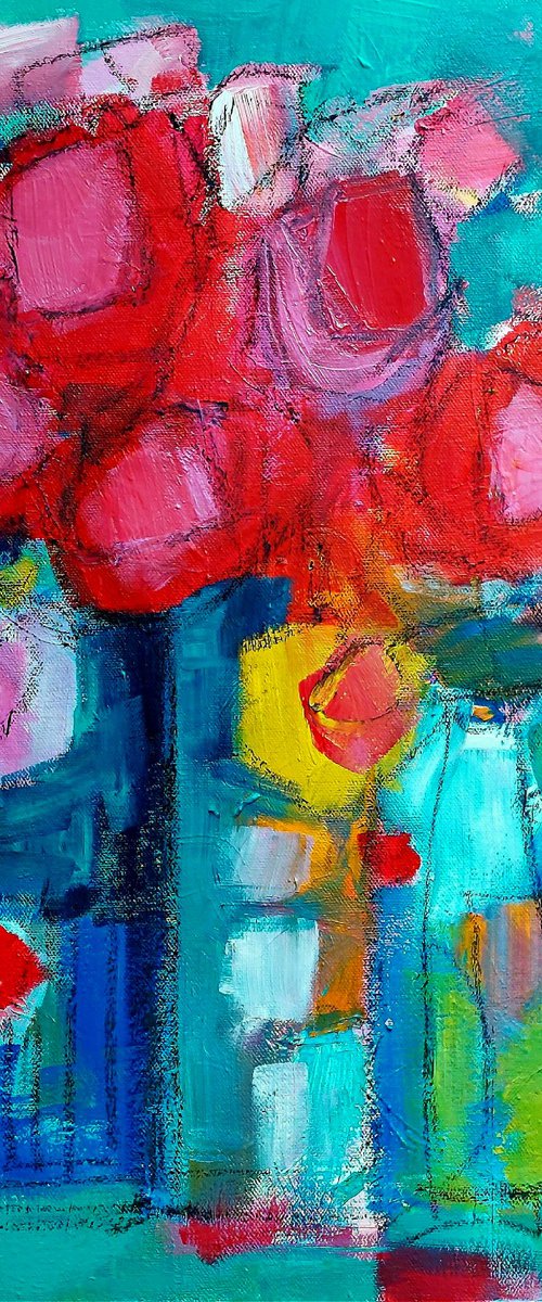 Still Life & Red Flowers by Jan Rippingham