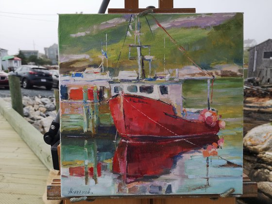 Red boat , plein air
