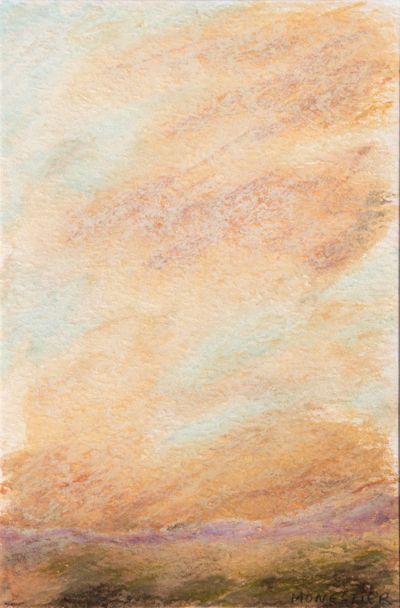 Abstract Landscape Painting By Fabienne Monestier, 5 X 8, The Loire River, Original Artwork