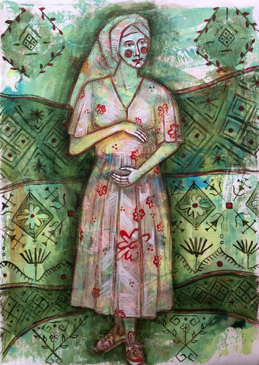 -THE SOWN FIELD-? , PAINTING OF A PREGNANT WOMAN by Yuliia Chaika
