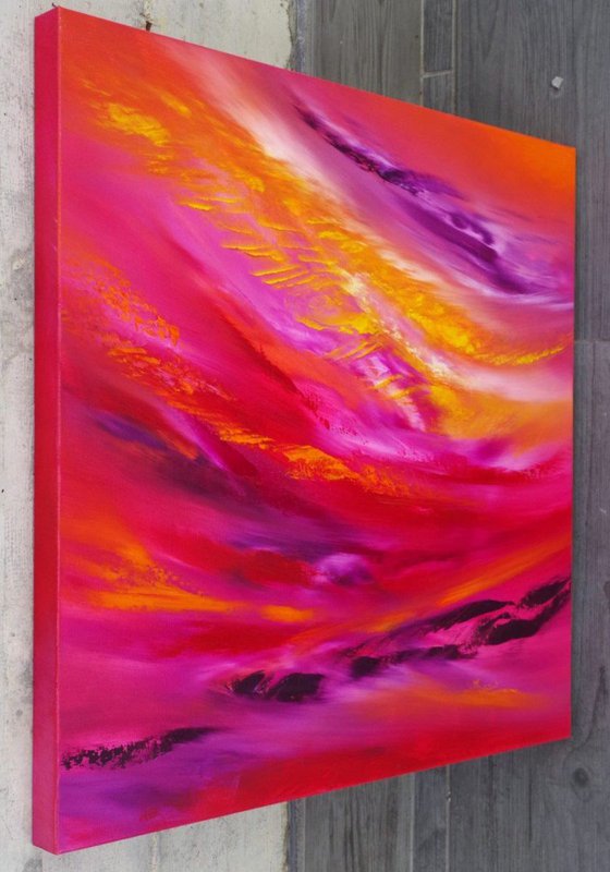 Sky Element I, 60x60 cm, Deep edge, Original abstract painting, oil on canvas