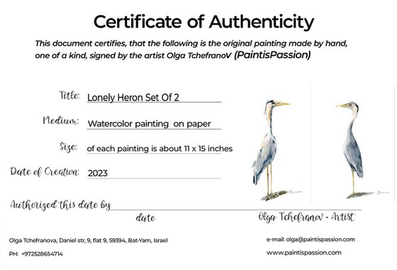 Lonely Heron Set of 2