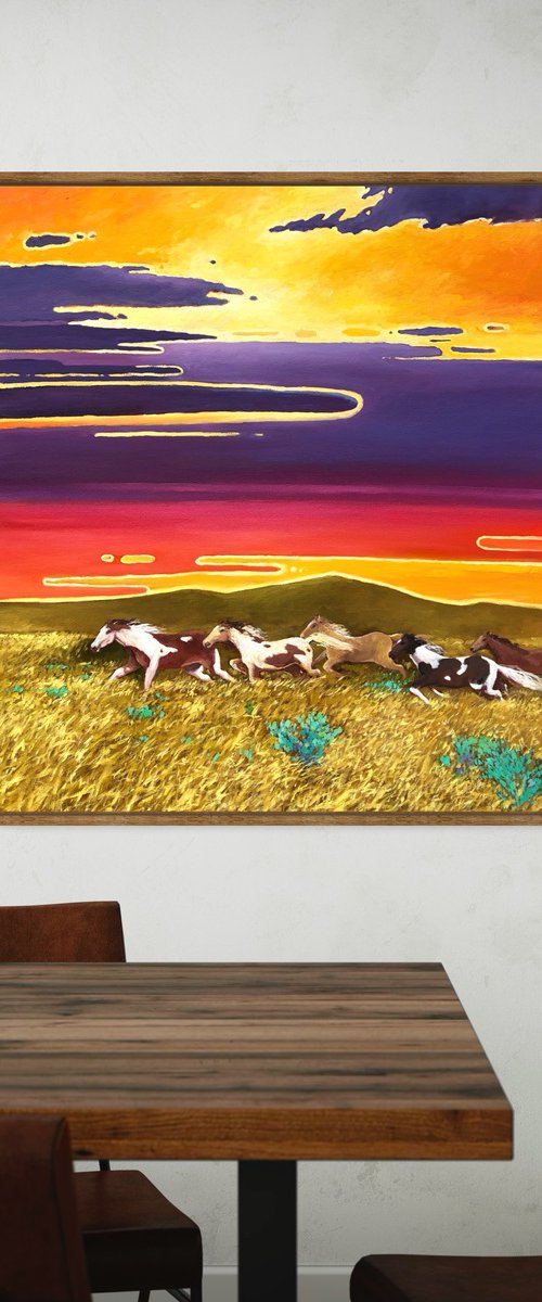 Horses. Sunset by Volodymyr Smoliak