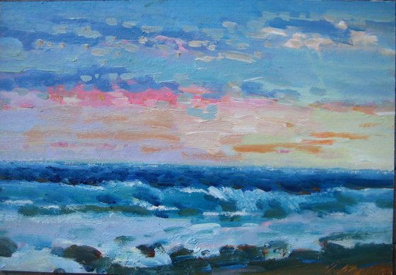 Sea etude+persent (a little oil painting- Sea etude II, 27x19cm)