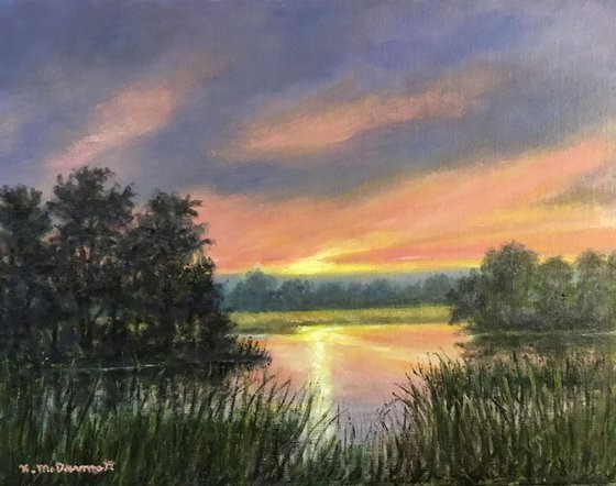 SALT MARSH SUNDOWN oil 11X14