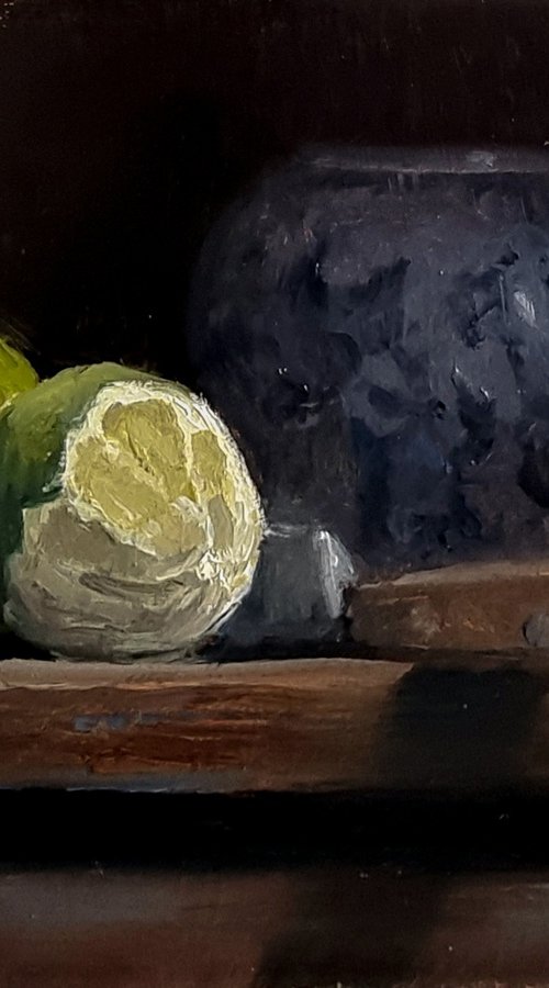 Limes and Porcelain Vase by Pascal Giroud