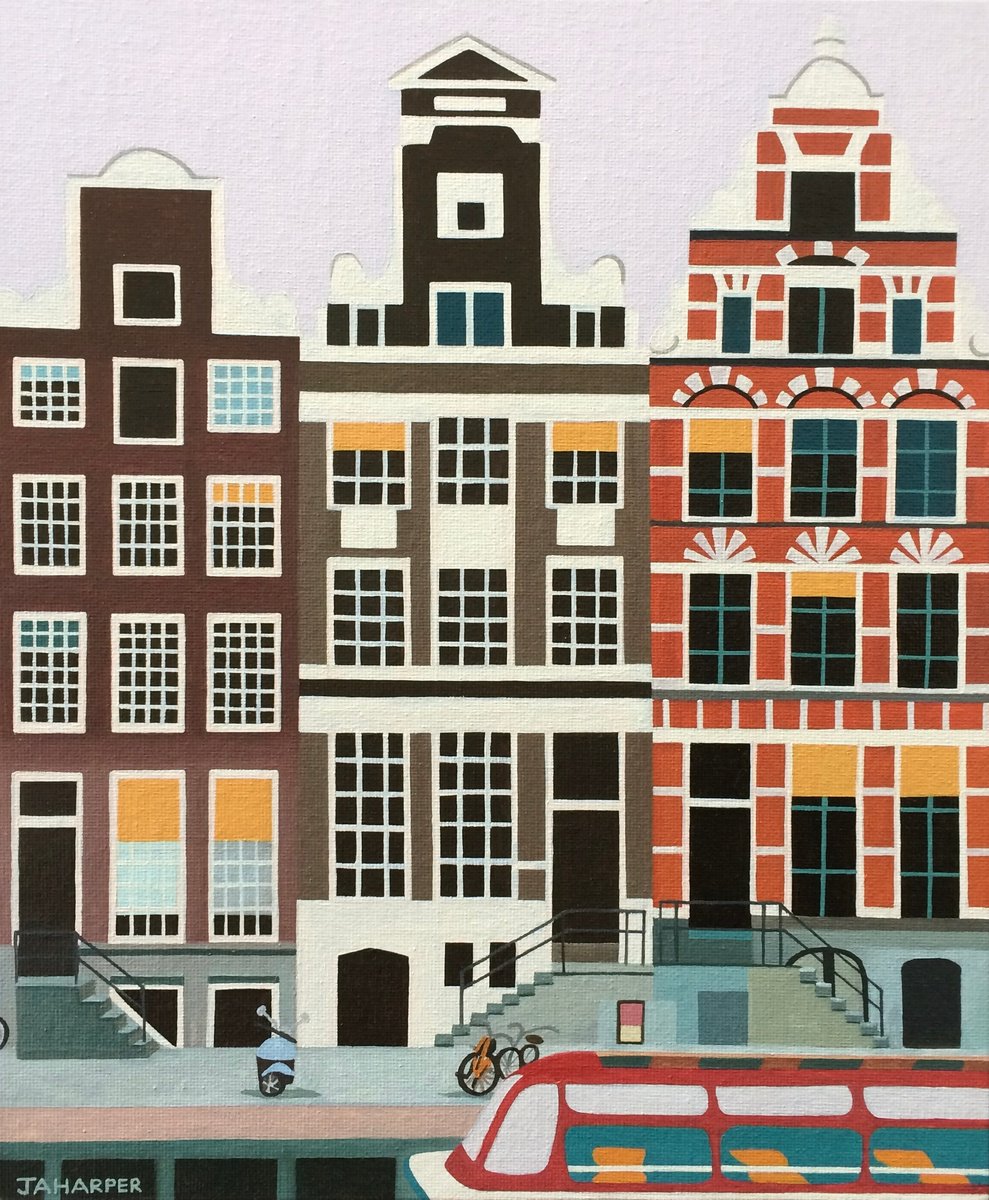 Photorealistic Oil Painting , Amsterdam By Jill Ann Harper, 12 X 14, Artwork For Sale On Artfinder