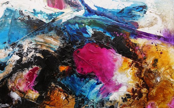 Red Violet Rush 160cm x 100cm Blue Pink Black Textured Abstract Art