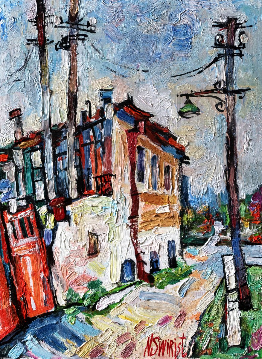 Impressionistic Cityscapes Oil Painting By Nikifor Swiristuhin, 9 X 12", Street, Kishinef., Original Artwork