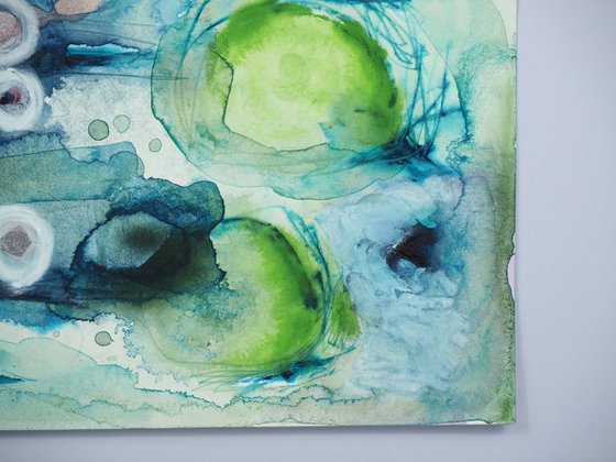 Rainy forest - abstract blue watercolor