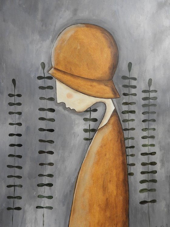 The girl with a yellow hat