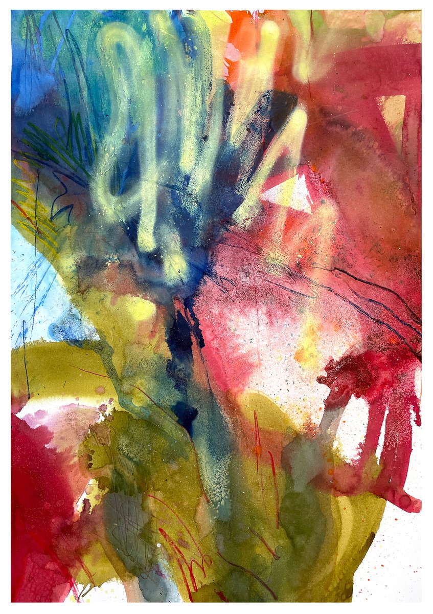 Abstract Painting By Evgenia Makarova, 28 X 39, Abstract Composition N135, Original Artwork