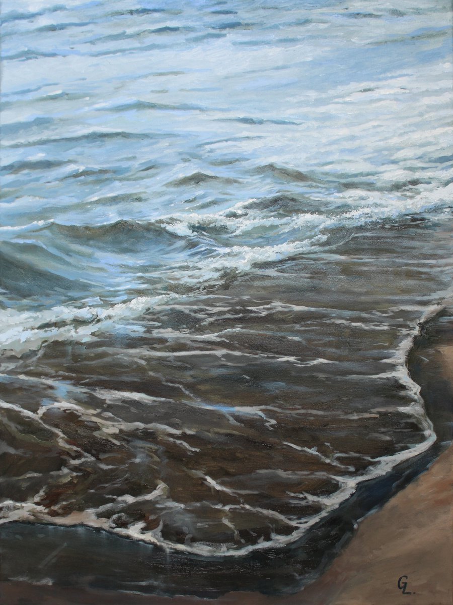 Seashore. 60x90 cm. ORIGINAL OIL PAINTING, GIFT by Linar Ganeev