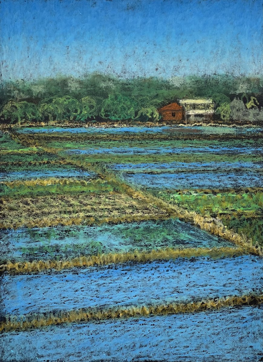 Impressionistic Landscape Pastel Drawing By David Lloyd, 6 X 8, Yilan Reflections, Original Artwork