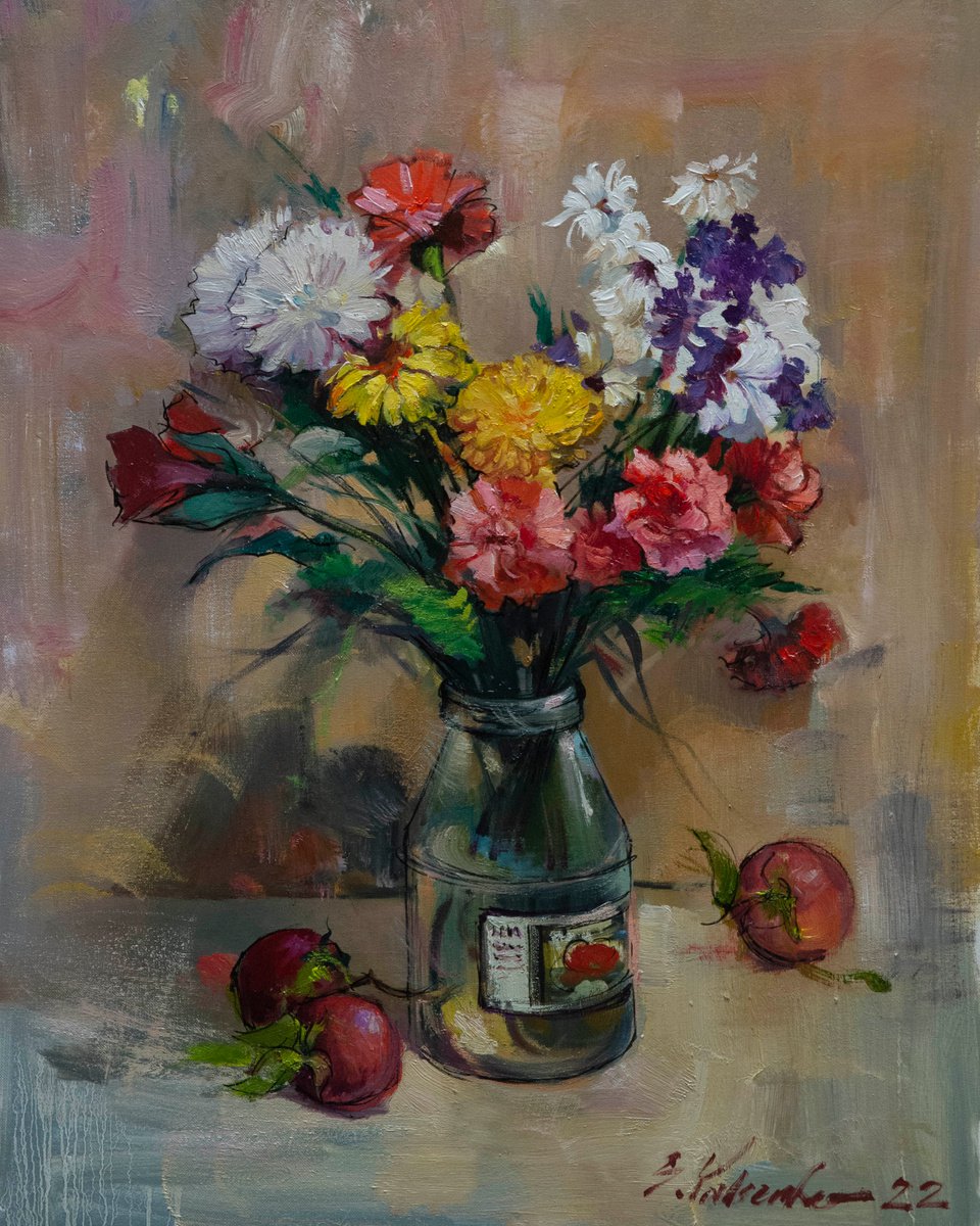 Flowers and tomatoes by Sergei Yatsenko