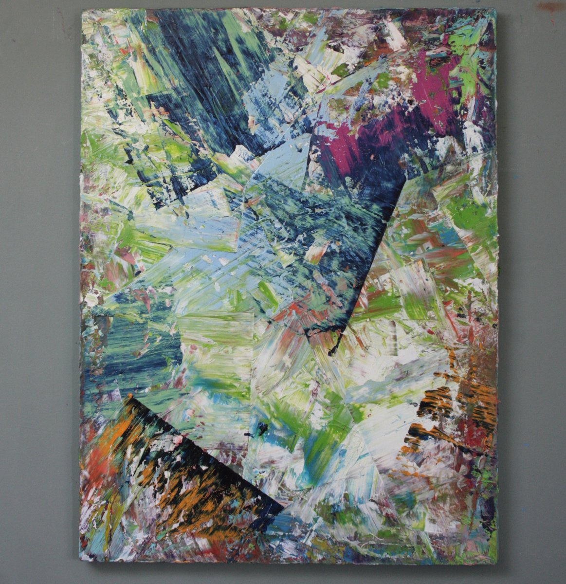 Organic Abstract Oil Painting By Giuseppe Pastore, 24 X 31, Atto Creativo, Original Artwork