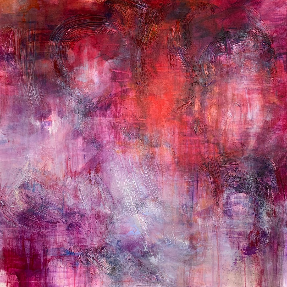 Organic Abstract Painting By Katja Wittmer, 31 X 31", Elemental V, Original Artwork