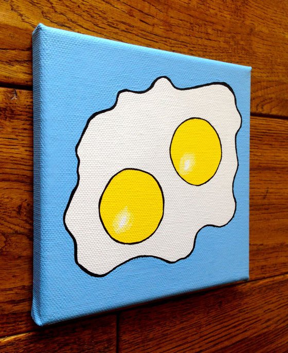 Fried Egg Double Yolk Pop Art Canvas Painting